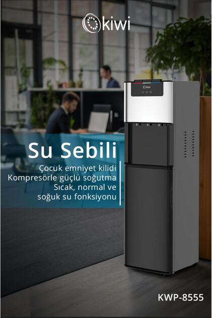 Kiwi KWP-8555 Gizli Damacanalı Sıcak / Soğuk / Ilık Su Sebili - Siyah